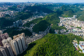 贵州贵阳城市大景蓝天白云航拍<strong>摄影图</strong>