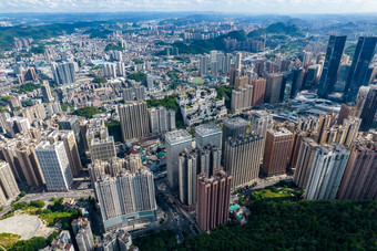 贵州贵阳城市大景蓝天白云航拍摄影图