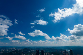 贵州贵阳城市大景蓝天白云航拍<strong>摄影图</strong>