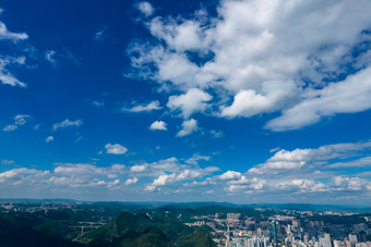 贵州贵阳城市大景蓝天白云航拍摄影图