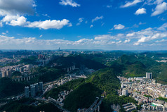 贵州贵阳城市大景蓝天白云航拍摄影图