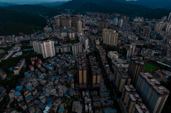 贵州凯里日落晚霞夕阳航拍摄影图