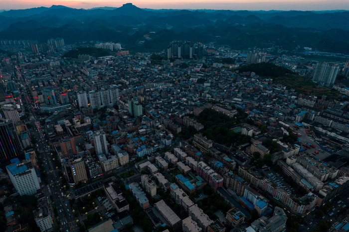 贵州凯里日落晚霞夕阳航拍摄影图