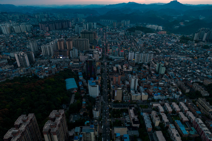 贵州凯里日落晚霞夕阳航拍摄影图