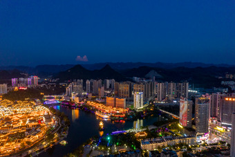 贵州铜仁城市<strong>夜景</strong>中华门古镇航拍摄影<strong>图</strong>