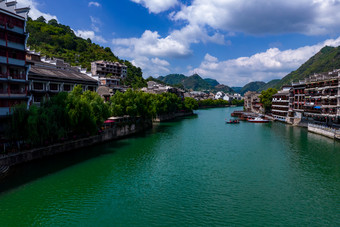 贵州镇远古镇舞阳河航拍摄影图
