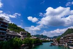贵州镇远古镇舞阳河航拍摄影图