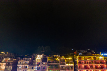 贵州镇远古镇夜景灯光航拍摄影图