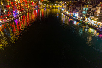 贵州镇远古镇夜景灯光航拍摄影图