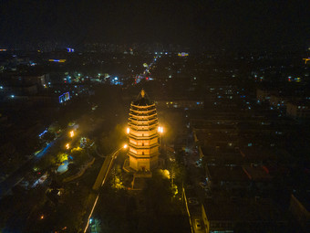 河北石家庄<strong>正定古城</strong>夜景