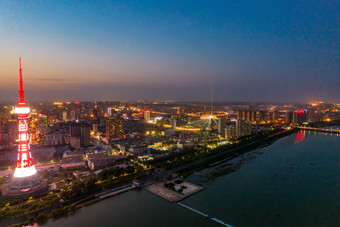 河南<strong>洛阳</strong>城市风光电视塔<strong>夜景</strong>灯光航拍摄影图