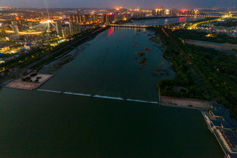 河南洛阳城市风光电视塔夜景灯光航拍摄影图