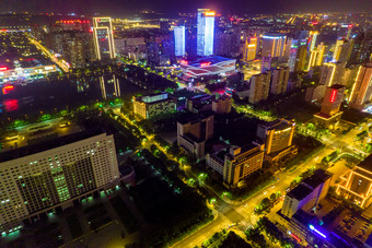 河南洛阳城市夜景航拍摄影图