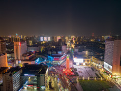 河南洛阳城市夜景航拍图