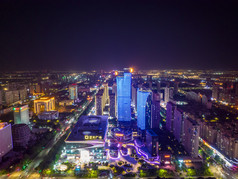 河南洛阳城市夜景航拍图