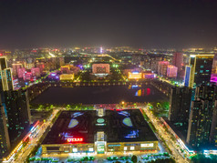 河南洛阳城市夜景航拍图