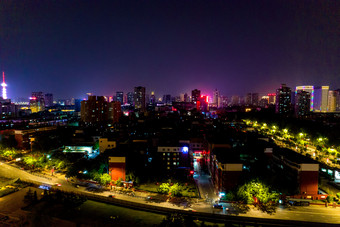 河南洛阳城市夜景顺天门航拍摄影图