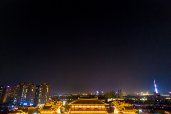 河南洛阳城市夜景顺天门航拍摄影图