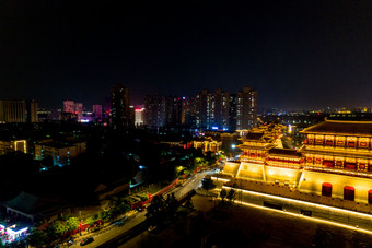 河南洛阳城市夜景顺天门航拍摄影图