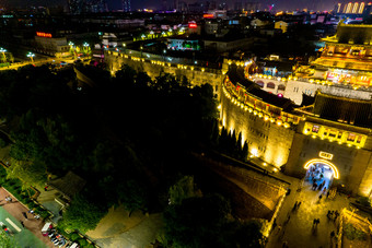 河南<strong>洛阳</strong>丽景门<strong>夜景</strong>灯光航拍摄影图