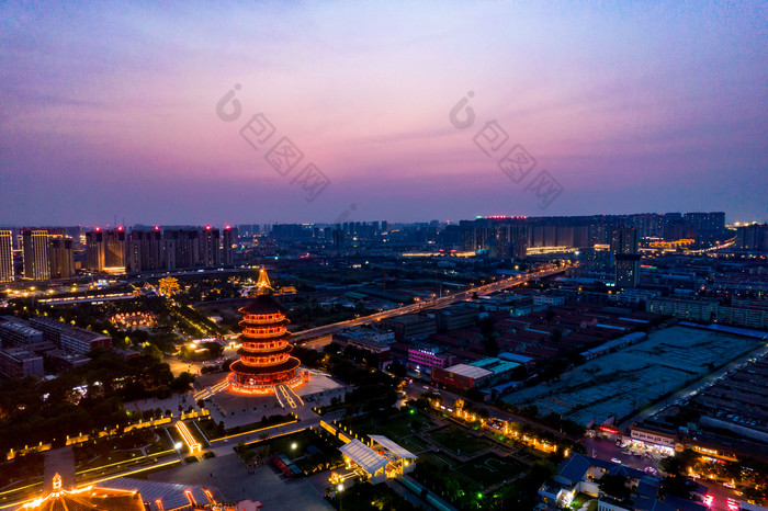 河南洛阳明堂天堂景区夜景航拍摄影图