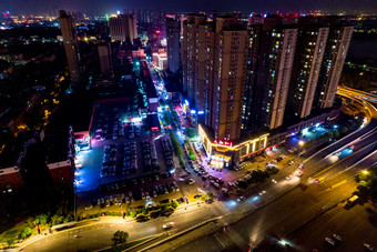 河南洛阳顺天门城市夜景航拍摄影图