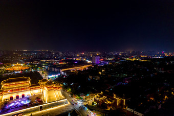 河南洛阳顺天门城市夜景航拍摄影图