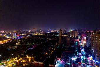 河南洛阳顺天门城市夜景航拍摄影图