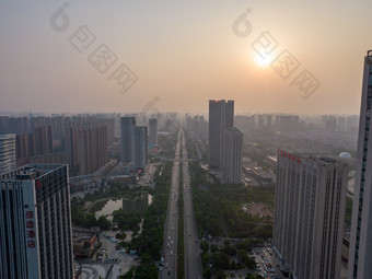 河南新乡市城市建设航拍图