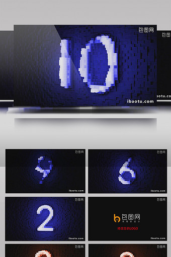 新年倒计时片头 三维像素马赛克数AE模板图片