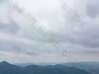 湖南怀化城市雾霾天气航拍摄影图