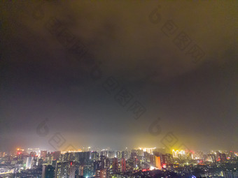 湖南怀化城市夜景灯光航拍摄影图