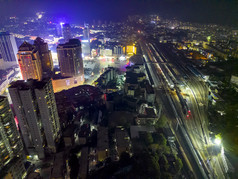 湖南怀化城市夜景灯光航拍摄影图