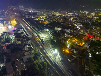 湖南怀化城市夜景灯光航拍摄影图