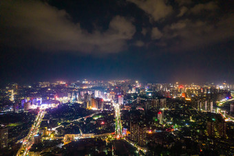 湖南怀化城市夜景灯光航拍摄影图