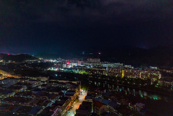 湖南怀化城市夜景灯光航拍摄影图