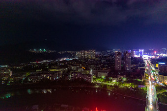 湖南怀化城市夜景灯光航拍摄影图