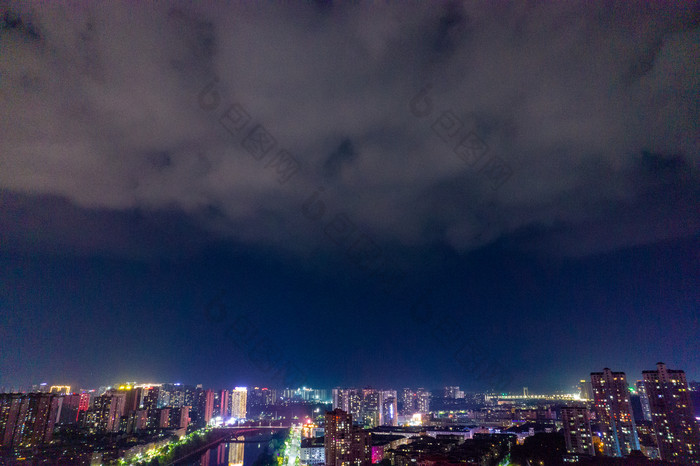 湖南怀化城市夜景灯光航拍摄影图