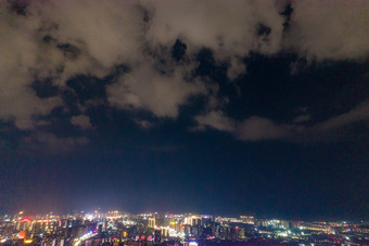 湖南怀化城市夜景航拍摄影图