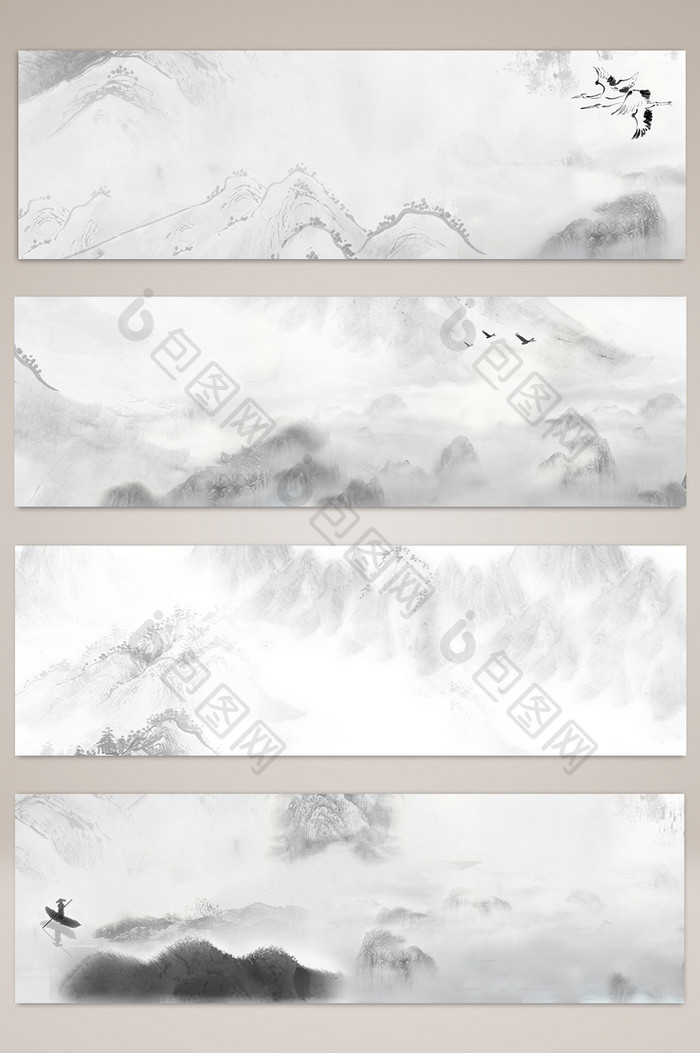 水墨中国风传统山水海报banner背景图