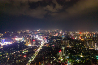 湖南怀化夜景全景航拍摄图