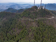 湖南湘西大山中的城市航拍摄影图