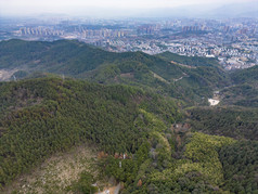 湖南湘西大山中的城市航拍摄影图