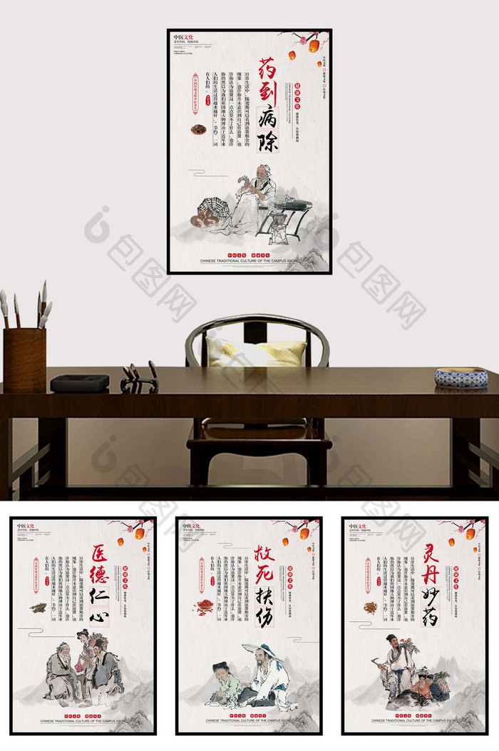 中医文化墙四件套展板设计