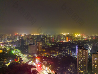 湖南湘西怀化城市夜景灯光航拍摄影图