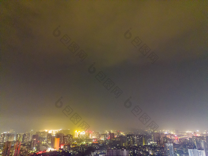 湖南湘西怀化城市夜景灯光航拍摄影图