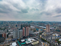 湖南长沙城市雪景航拍摄影图