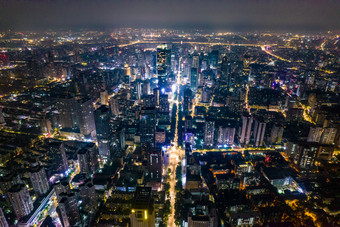 江苏南京城市大景夜景航拍摄影图