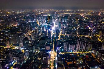 江苏南京城市大景夜景航拍摄影图