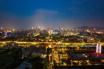 江苏南京中华门城市夜景航拍摄图